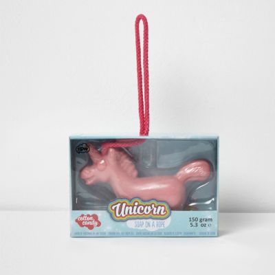 Girls pink unicorn soap on a rope